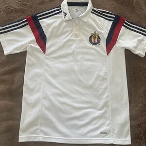 Adidas White and Navy Chivas Polo Jersey